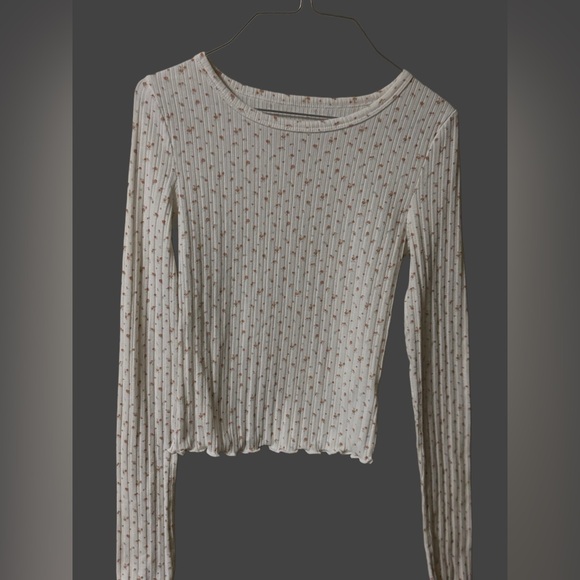 Aeropostale Seriously Soft Shrunken Tee Floral Long Sleeve Ribbed Top Size XS - Picture 1 of 7